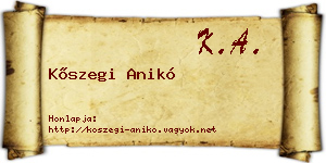 Kőszegi Anikó névjegykártya